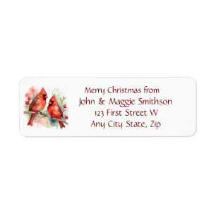 Christmas Message Red Cardinal Bird Art Label