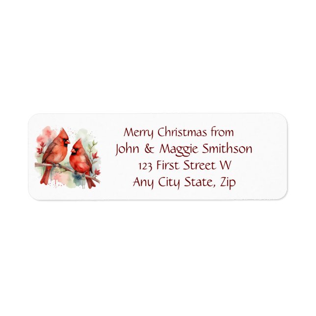 Christmas Message Red Cardinal Bird Art Label (Front)