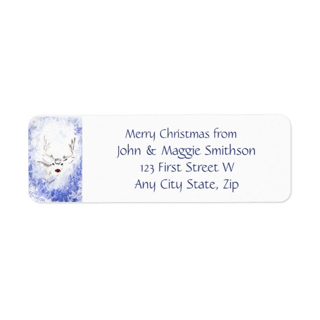 Christmas Message Reindeer Red Nose Fun Label (Front)