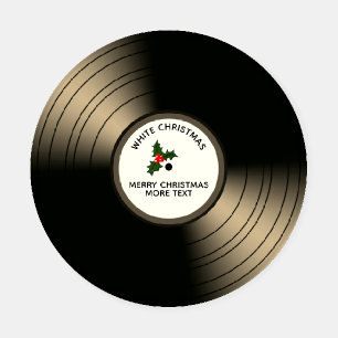 Christmas Message Vinyl Record Bronze Tint Coaster Set