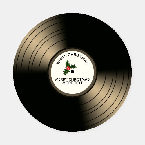 Christmas Message Vinyl Record Bronze Tint Coaster Set