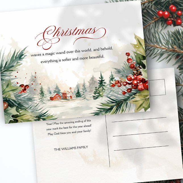 Christmas Message Winter Scene Non Photo Holiday Postcard (Creator Uploaded)