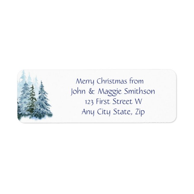 Christmas Message Winter Spruce Trees Snow  Label (Front)