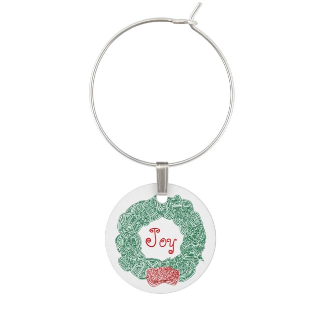 Christmas Message Wreath Wine Charm (Front)