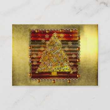 Christmas Metal Tree Business Card by Crazy_Card_Lady at Zazzle