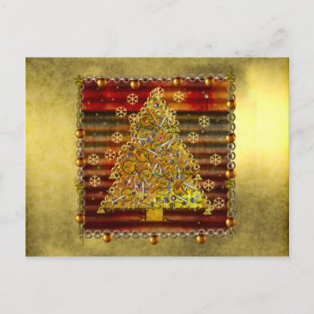 Christmas Metal Tree Holiday Postcard by Crazy_Card_Lady at Zazzle