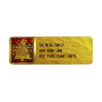 Christmas Metal Tree Label by Crazy_Card_Lady at Zazzle