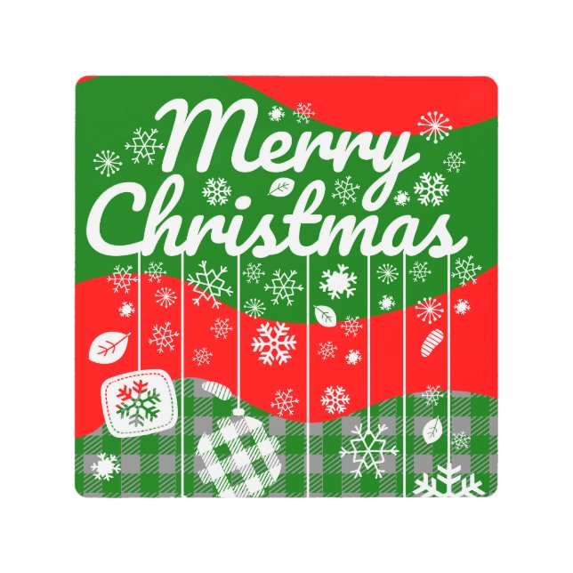 Christmas Metal Wall Art – White Ornaments  (Front)