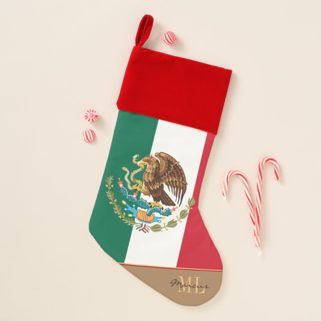 Christmas Mexico & Mexican Flag patriots /students Christmas Stocking (Front)