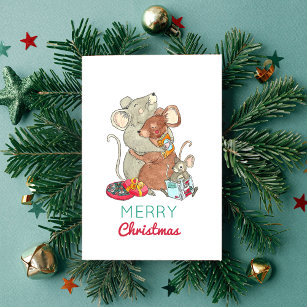 Christmas Mice Book Lovers Holiday Card