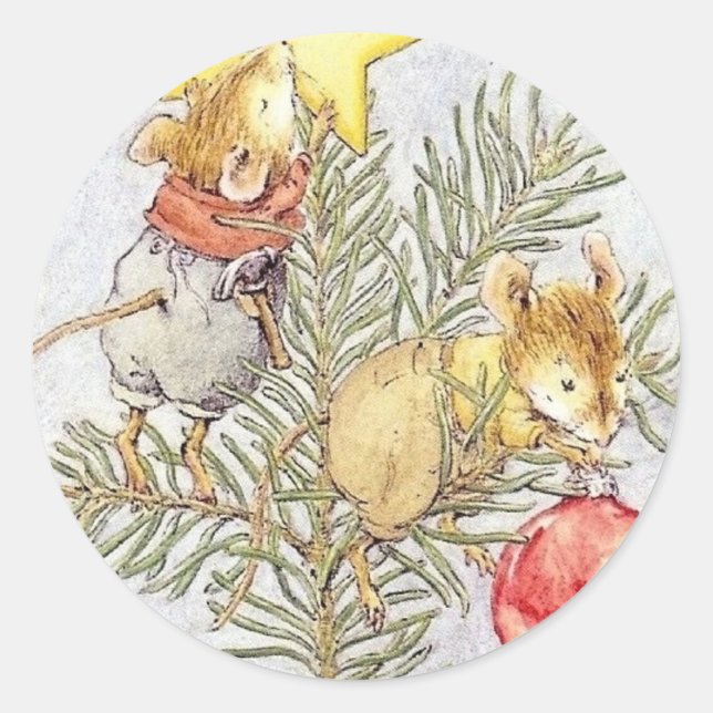Christmas mice  classic round sticker (Front)
