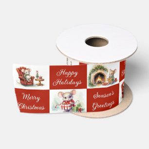 Christmas Mice Design Satin Ribbon