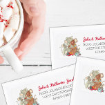 Christmas Mice Family of Four Return Address Label<br><div class="desc">This Christmas return address label features a mouse family of four gifting their books and eating fancy chocolate treats while relaxing and reading their new novels. Perfect for book lovers,  this cute Christmas address label is one of a kind. Matching items available in my shop!</div>