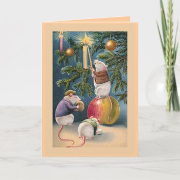 "christmas Mice" Greeting Card by ChristmasVintage at Zazzle