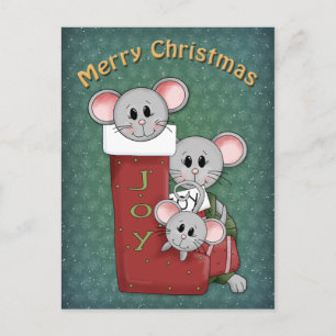 Christmas Mice Holiday Postcard