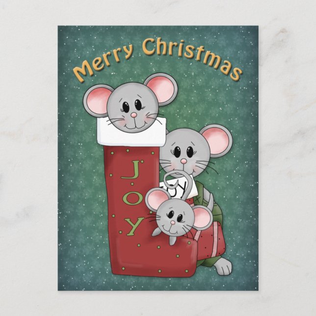 Christmas Mice Holiday Postcard (Front)