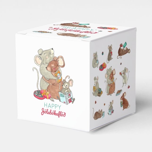 Christmas Mice Jolabokaflod Favor Boxes (Front Side)