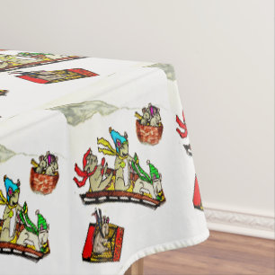 CHRISTMAS MICE SLEDDING TABLECLOTH