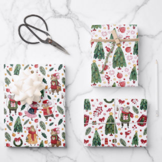 Christmas Mice Wrapping Paper Sheets