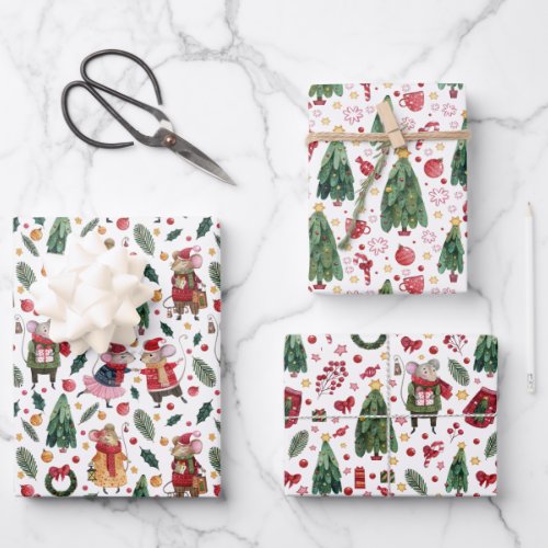 Christmas Mice Wrapping Paper Sheets
