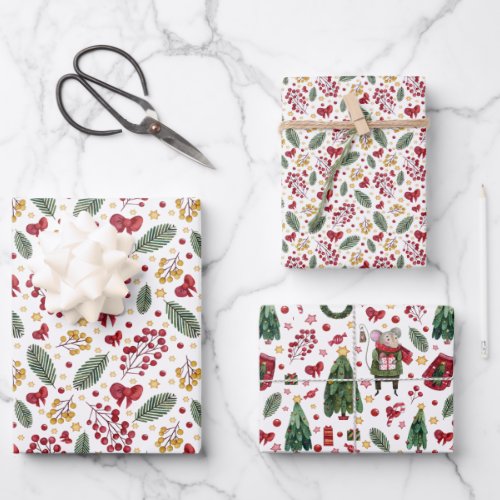 Christmas Mice Wrapping Paper Sheets