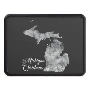 Christmas Michigan State Map Snowflakes Hitch Cover
