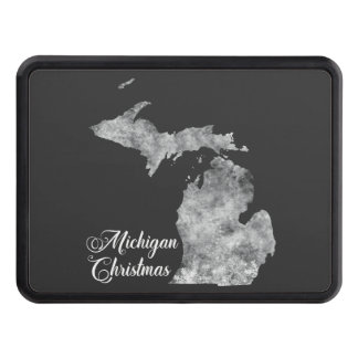 Christmas Michigan State Map Snowflakes Hitch Cover