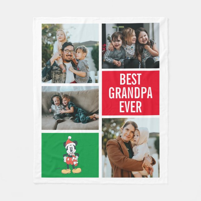 Christmas Mickey Mouse | Best Grandpa Ever Fleece Blanket (Front)