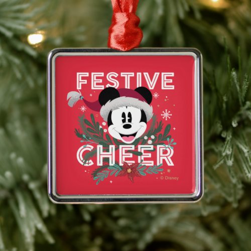 Christmas Mickey Mouse Festive Cheer Metal Ornament