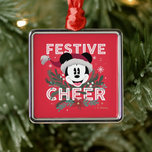 Christmas Mickey Mouse Festive Cheer Metal Ornament (Tree)