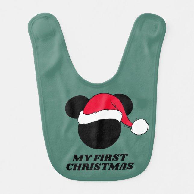 Christmas Mickey Mouse | My First Christmas Baby Bib (Front)