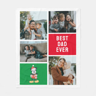 Christmas Mickey Mouse Santa Hat | Best Dad Ever Fleece Blanket