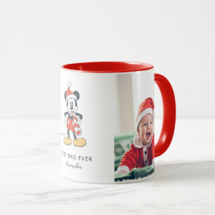 Christmas Mickey Mouse Santa Hat Best Dad Ever Mug