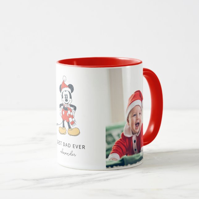 Christmas Mickey Mouse Santa Hat | Best Dad Ever Mug (Front Right)