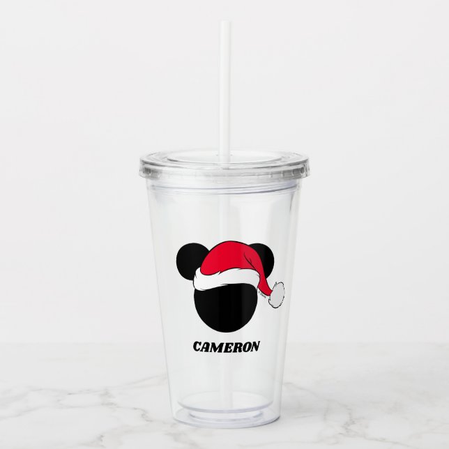 Christmas Mickey Mouse | Santa Icon Acrylic Tumbler (Front)