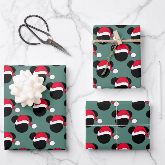 Christmas Mickey Mouse | Santa Icon Wrapping Paper Sheets (Front)