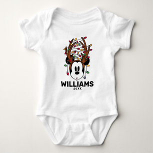 Christmas Mickey Mouse with Antlers & Lights Baby Bodysuit