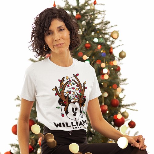 Christmas Mickey Mouse with Antlers  Lights T_Shirt