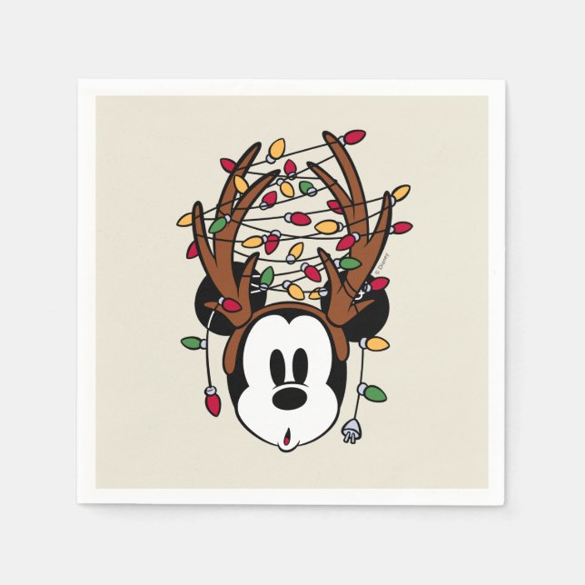 Christmas Mickey Mouse with Antlers Napkins (Front)