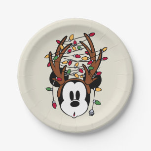 Christmas Mickey Mouse with Antlers Paper Plates