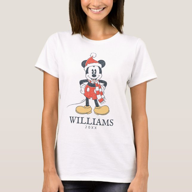 Christmas Mickey Mouse with Santa Hat T-Shirt (Front)