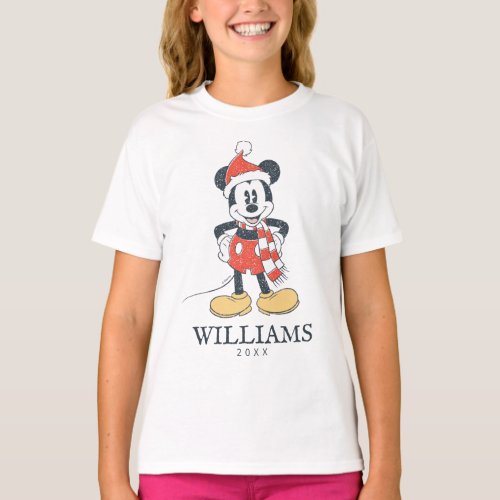 Christmas Mickey Mouse with Santa Hat  T_Shirt