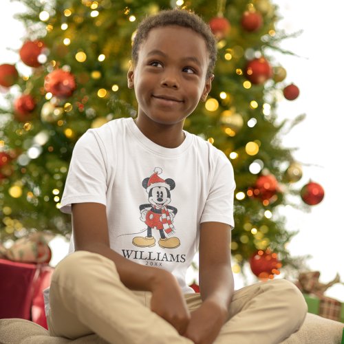 Christmas Mickey Mouse with Santa Hat T_Shirt