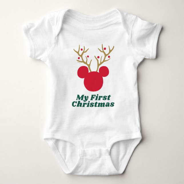 Christmas Mickey | My First Christmas Baby Bodysuit (Front)