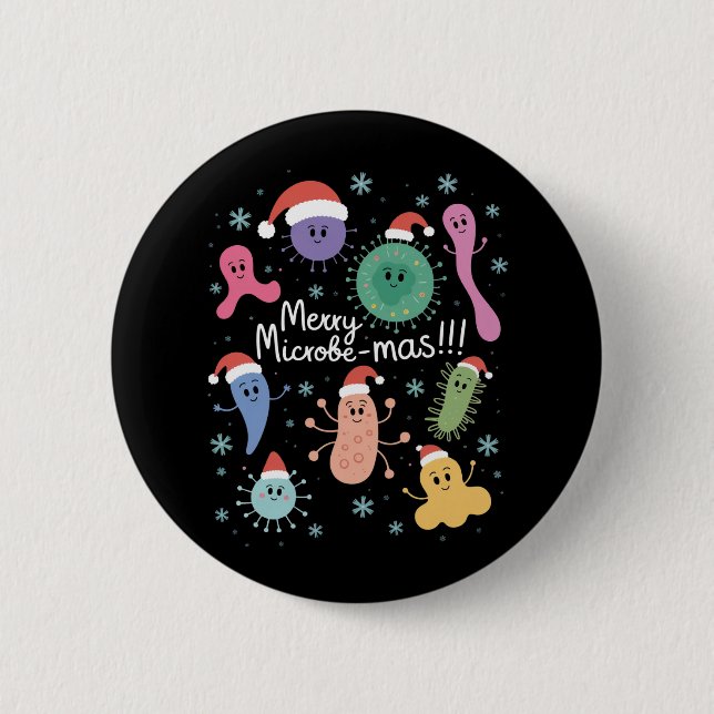 Christmas Microbiology Science Teacher Microbe Button (Front)