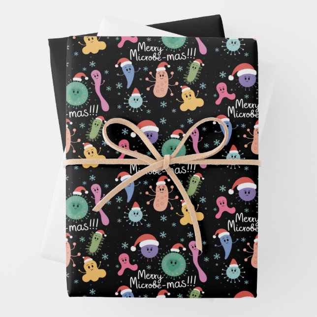 Christmas Microbiology Science Teacher Microbe Wrapping Paper Sheets (In situ)