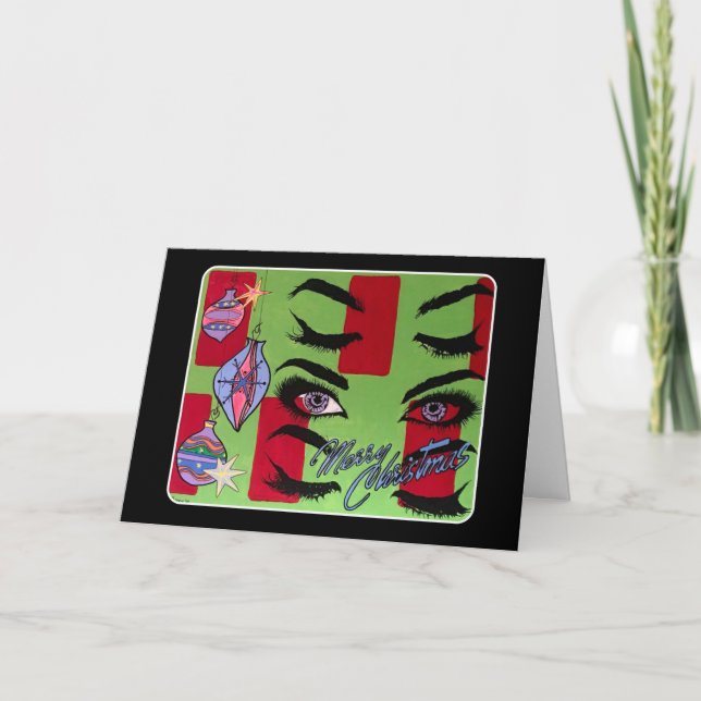 Christmas Mid-Century Modern Abstract Santa Baby Holiday Card (Front)
