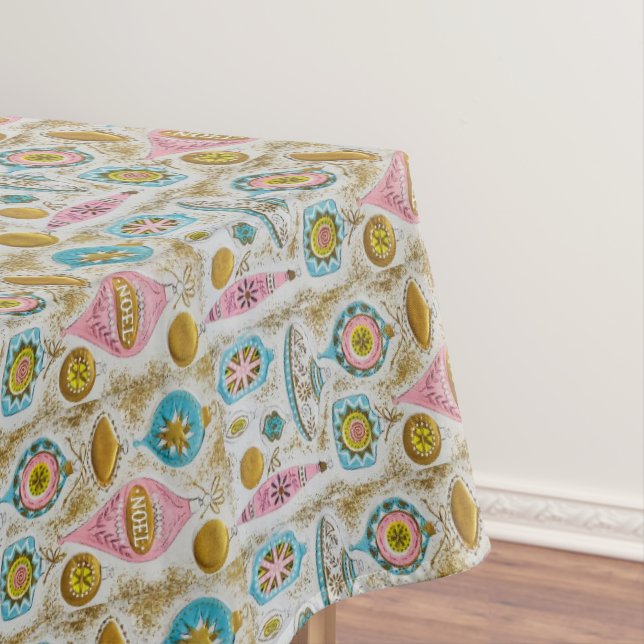 Christmas Mid Century Modern Ornaments Tablecloth (In Situ)