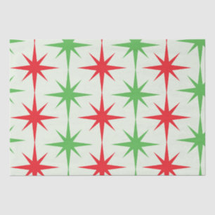 Christmas Mid Century Red Green Atomic Starbursts Tissue Paper