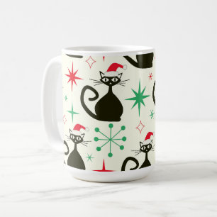 Christmas Mid Century Retro Atomic Cats Coffee Mug